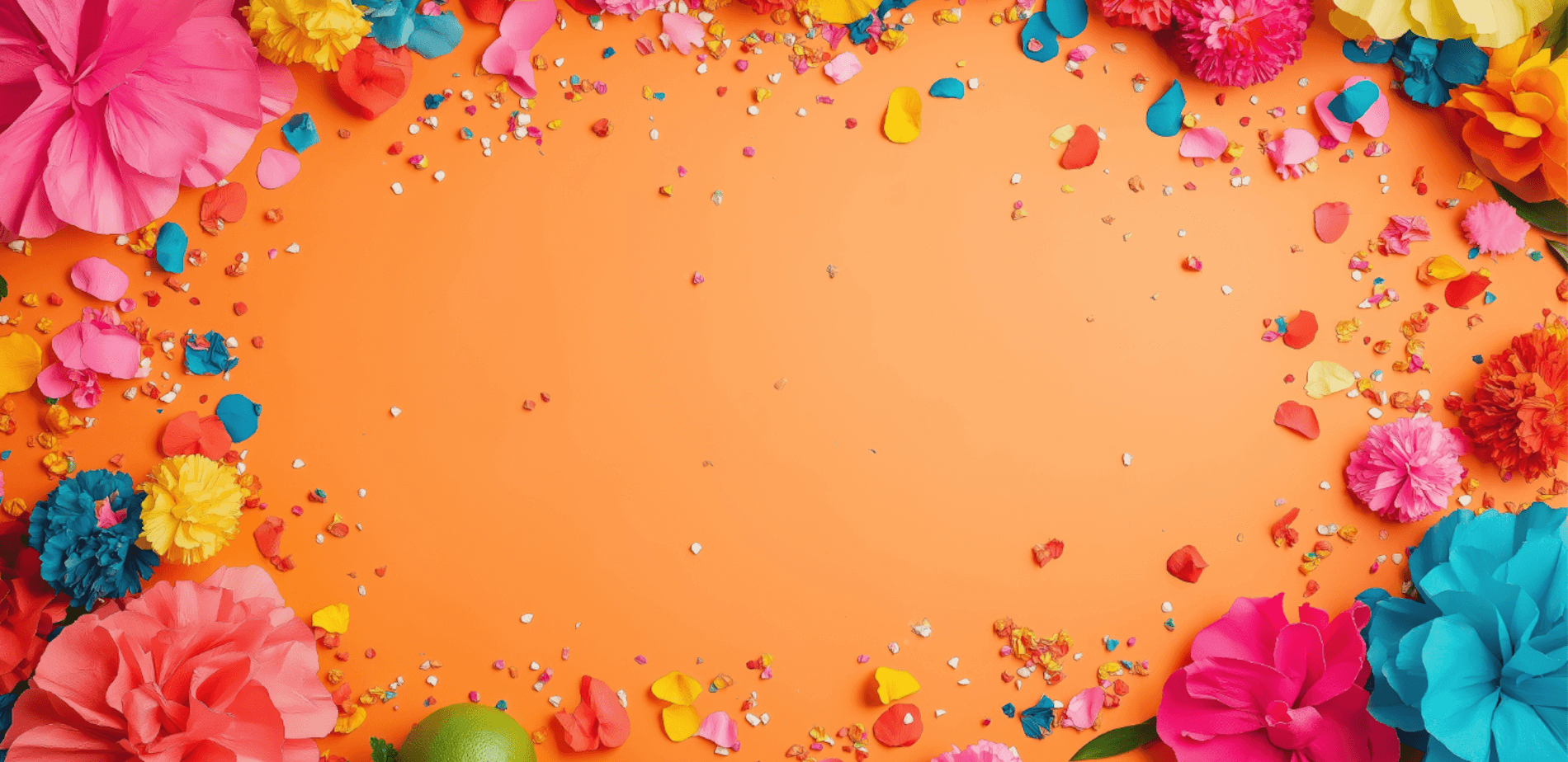A colorful background with colored flowers on the borders