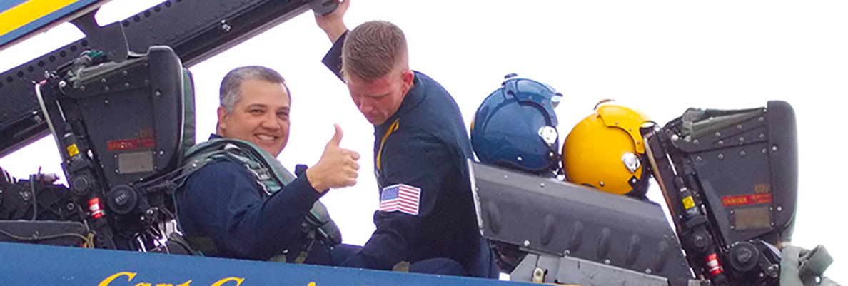 President Mark Escamilla in Blue Angel Jet