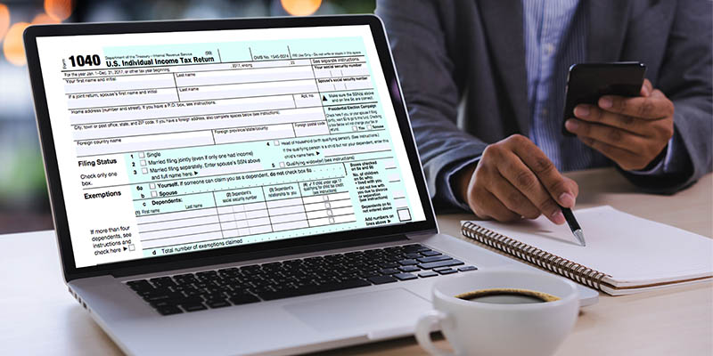1040 form on a laptop computer