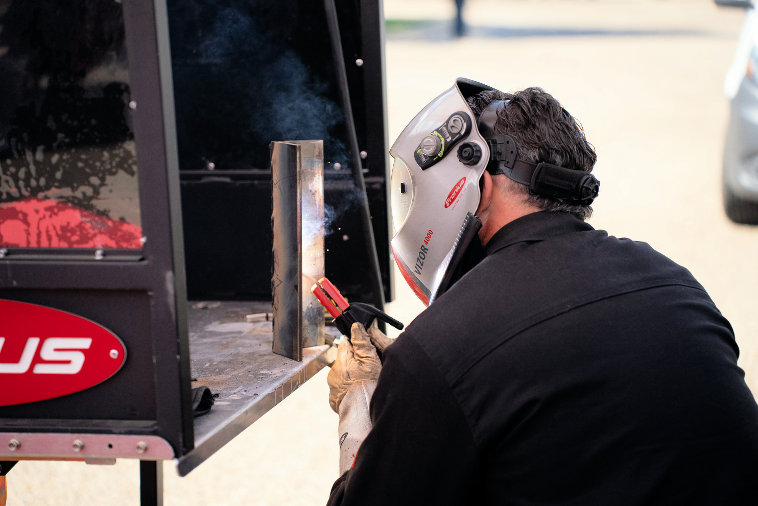 Contestant welding during the competition