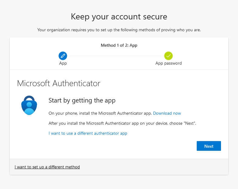 Microsoft multi factor authentication screen