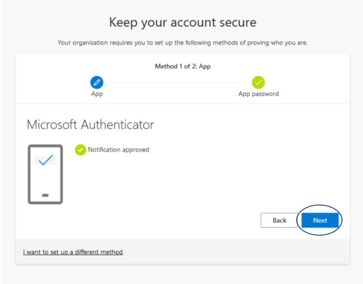 Microsoft Authenticator application screen four