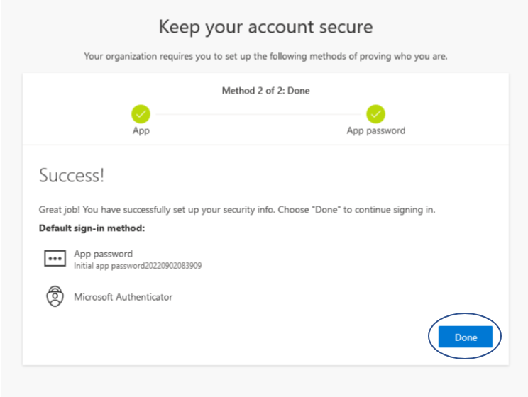 Microsoft Authenticator application screen five