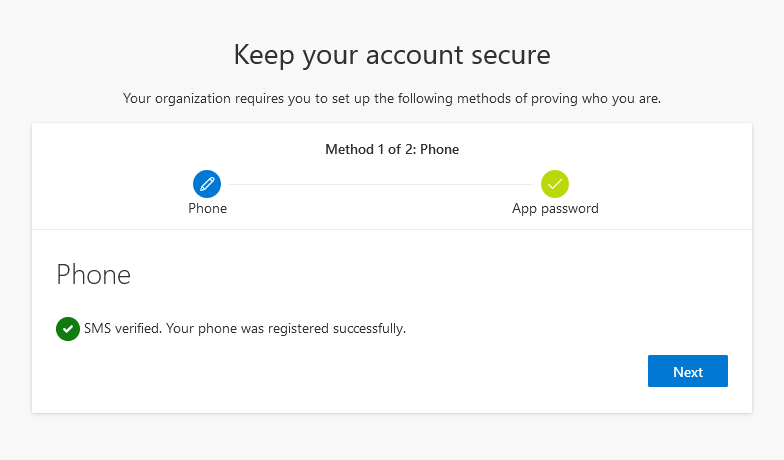 Multi Factor Text or Phone Authentication screen five