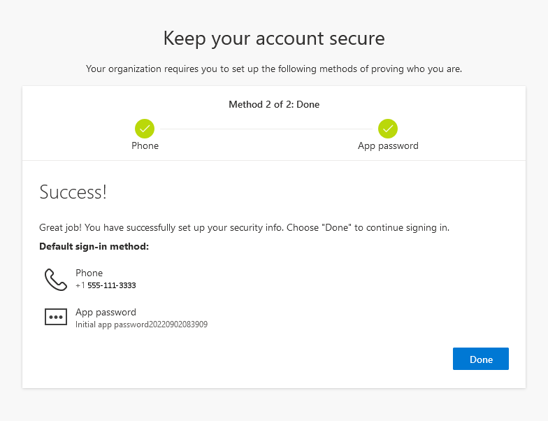 Multi Factor Text or Phone Authentication screen six