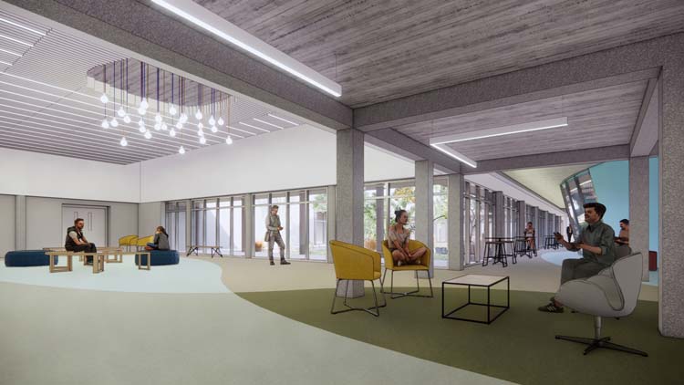 Rendering of interior of former Music building