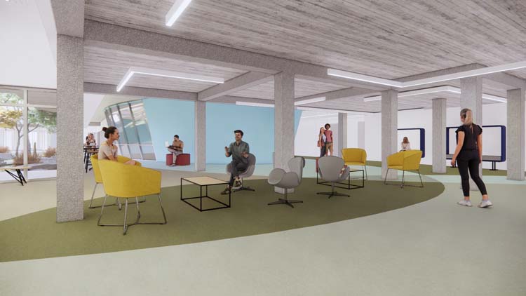 Rendering of interior of former Music building