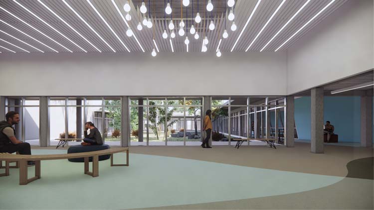 Rendering of interior of former Music building