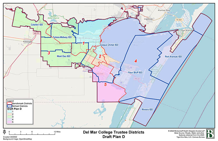 Districts 1-5 draft map