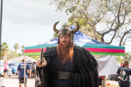 Man in full Viking costume